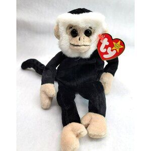 Ty Beanie Baby Mooch the Monkey 1998 PE Stuffed Animal Black and White CR85